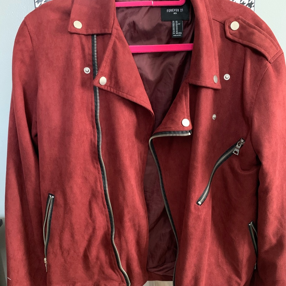Burgundy Biker Style Jacket